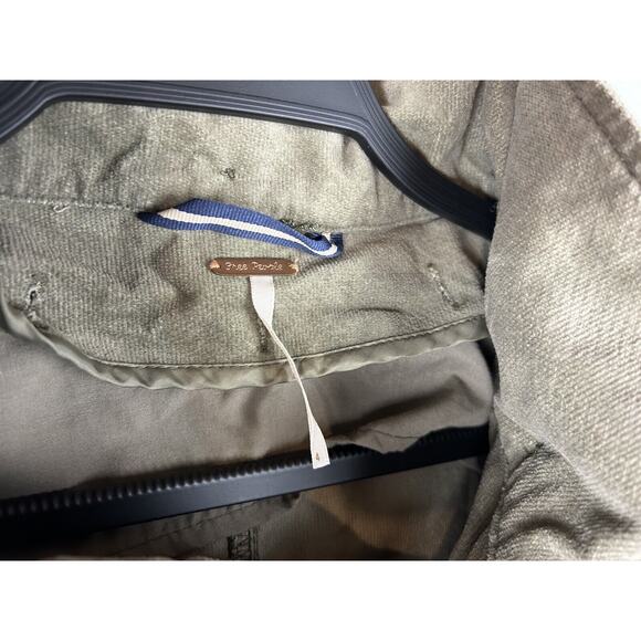 Free People Military Velour Jacket Women's Size 4 Army Green Sequin Patchwork - Picture 3 of 5